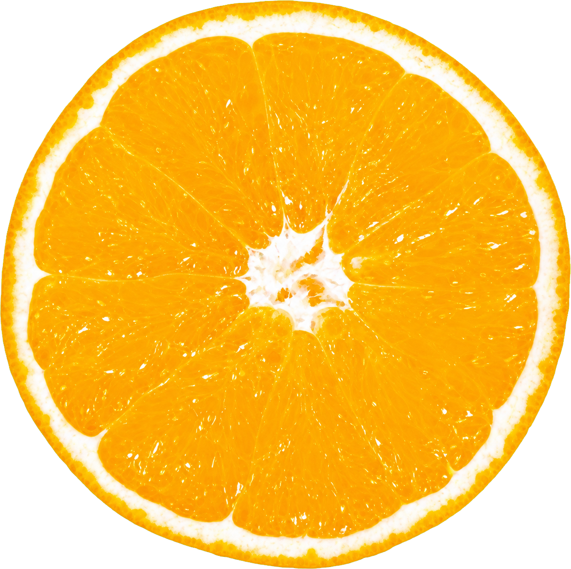 Cut orange showing a juicy interior